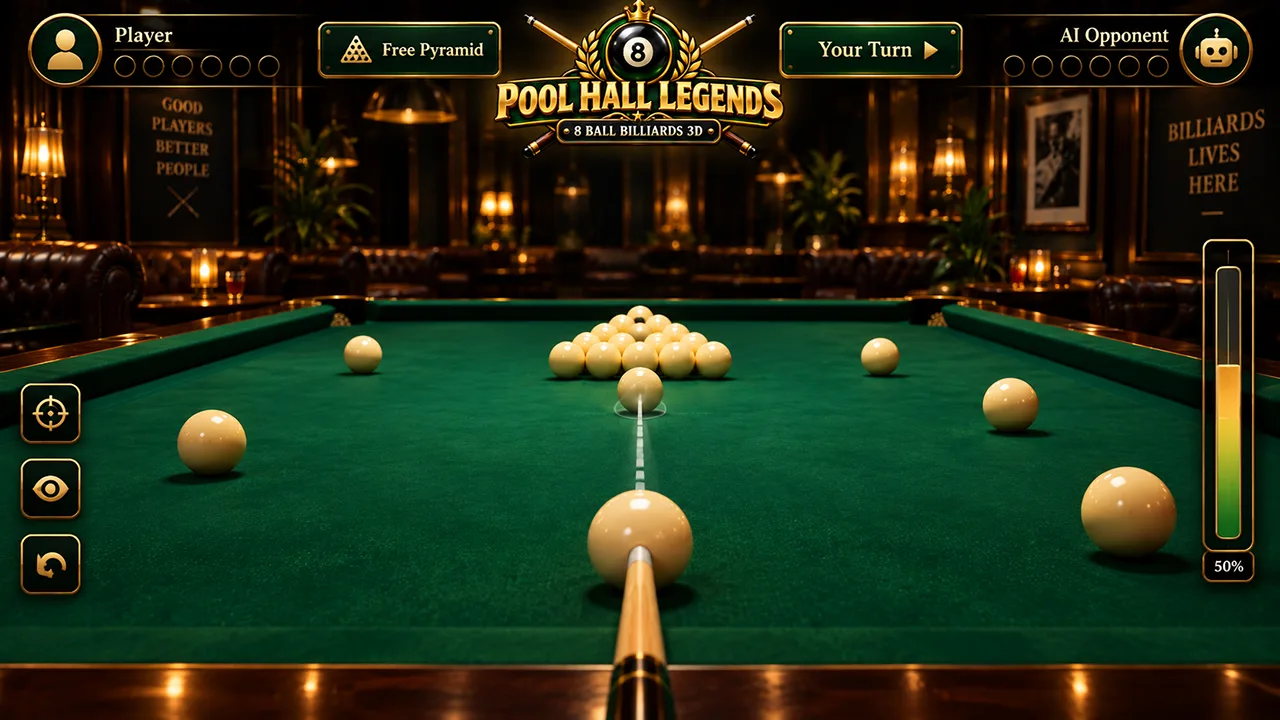 Pool Hall Legends Free Pyramid billiards mode gameplay