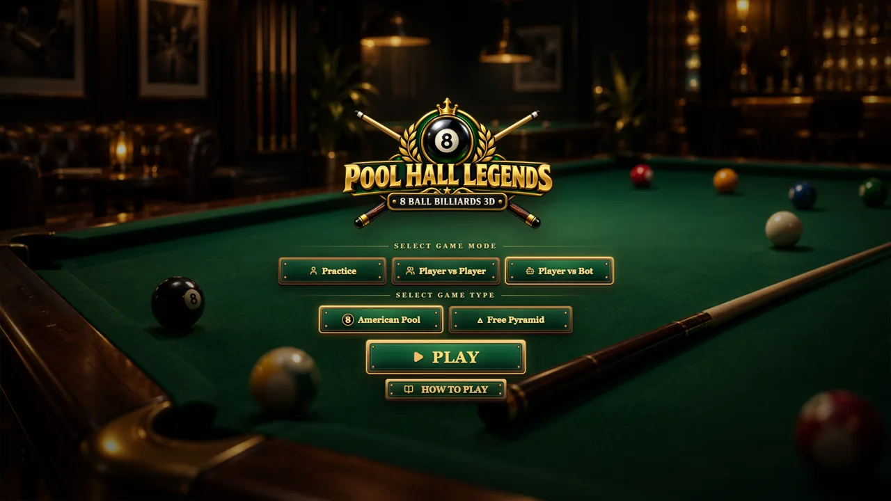 Pool Hall Legends 3D pool game Player vs Bot match against the computer