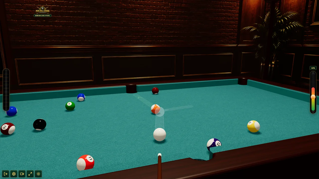 Pool Hall Legends local two-player 8 ball billiards game