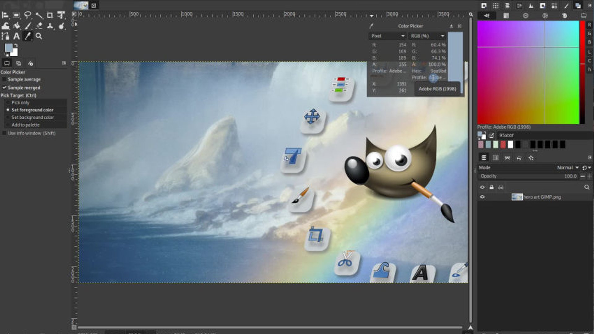 GIMP layers panel and editing tools used for layer-based photo editing