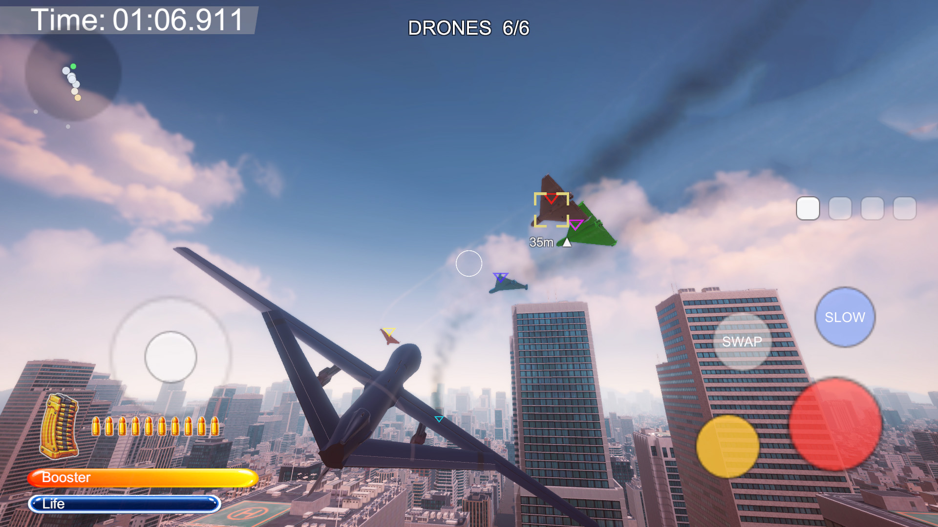 No Fly Zone gameplay: low pass across desert flats under a hard sun