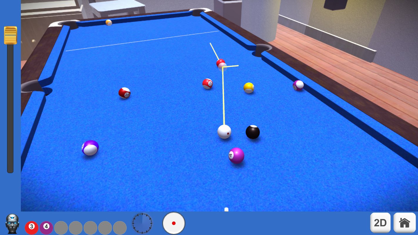 Aim line and shot prediction in Pool 8 AI Trainer 8 ball pool game