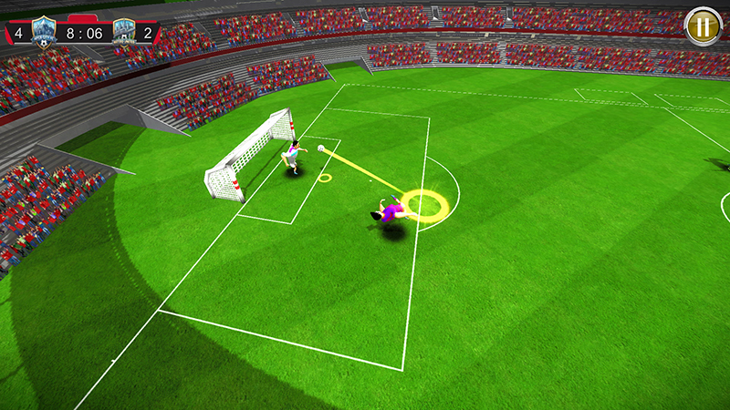 Soccer Net Buster tournament cup match with the scoreline on the arcade football pitch